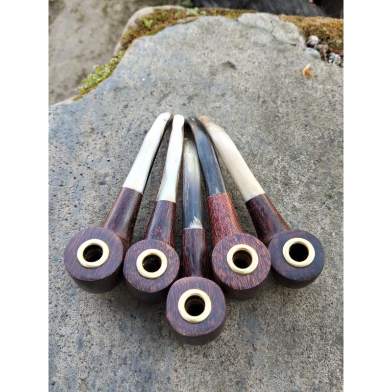 Cangklong Kayu Galih Asem Kombinasi Tanduk Kerbau asli/ pipa cangklong kayu galih asem kombinasi tan