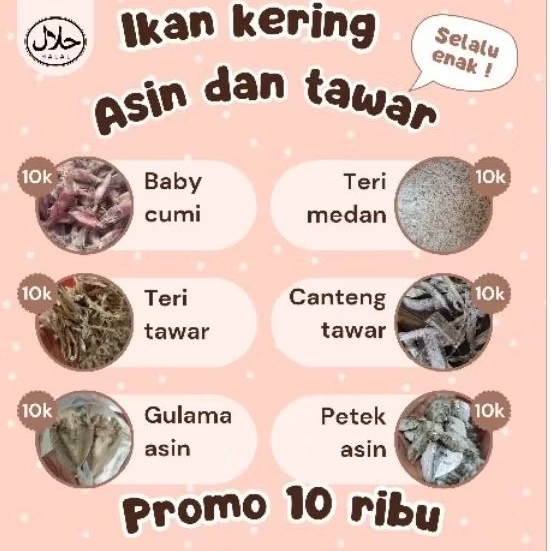 

Promo 10 ribu ikan kering tawar dan asin