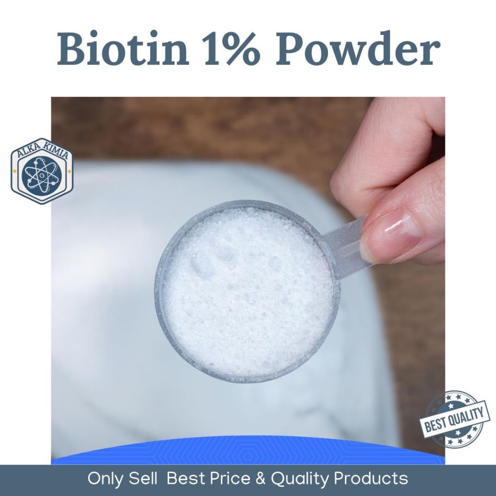 

Vitamin H Biotin 1% Powder 100gr / Bahan Aktif Kosmetik / Vitamin B7 Perawatan Kulit Rambut Kuku Pure Biotin 1%
