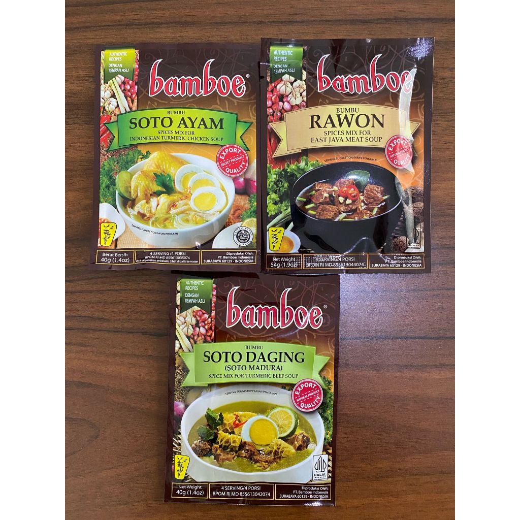 

[HARGA GROSIR MIN BELI 6] BUMBU INSTAN SOTO AYAM DAGING / MADURA RAWON CAP BAMBOE EXPORT QUALITY