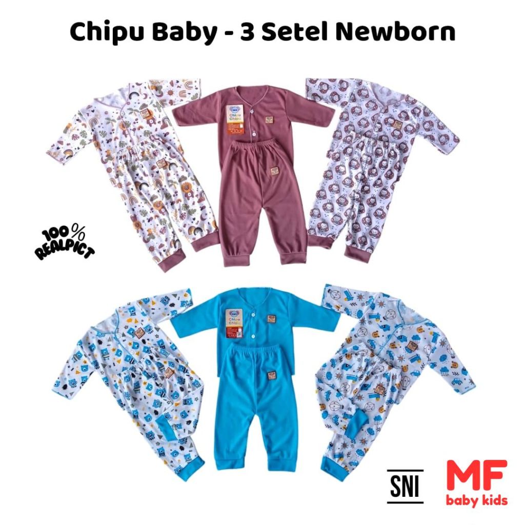 3 Setel Panjang Baju Bayi Baru Lahir Set Newborn Laki laki Perempuan Bahan Lembut
