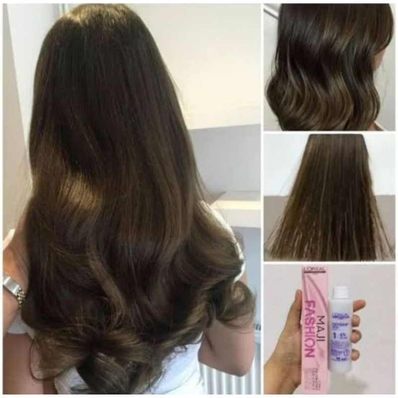 Cat rambut loreal majifashion 7.07 green fog pewarna rambut