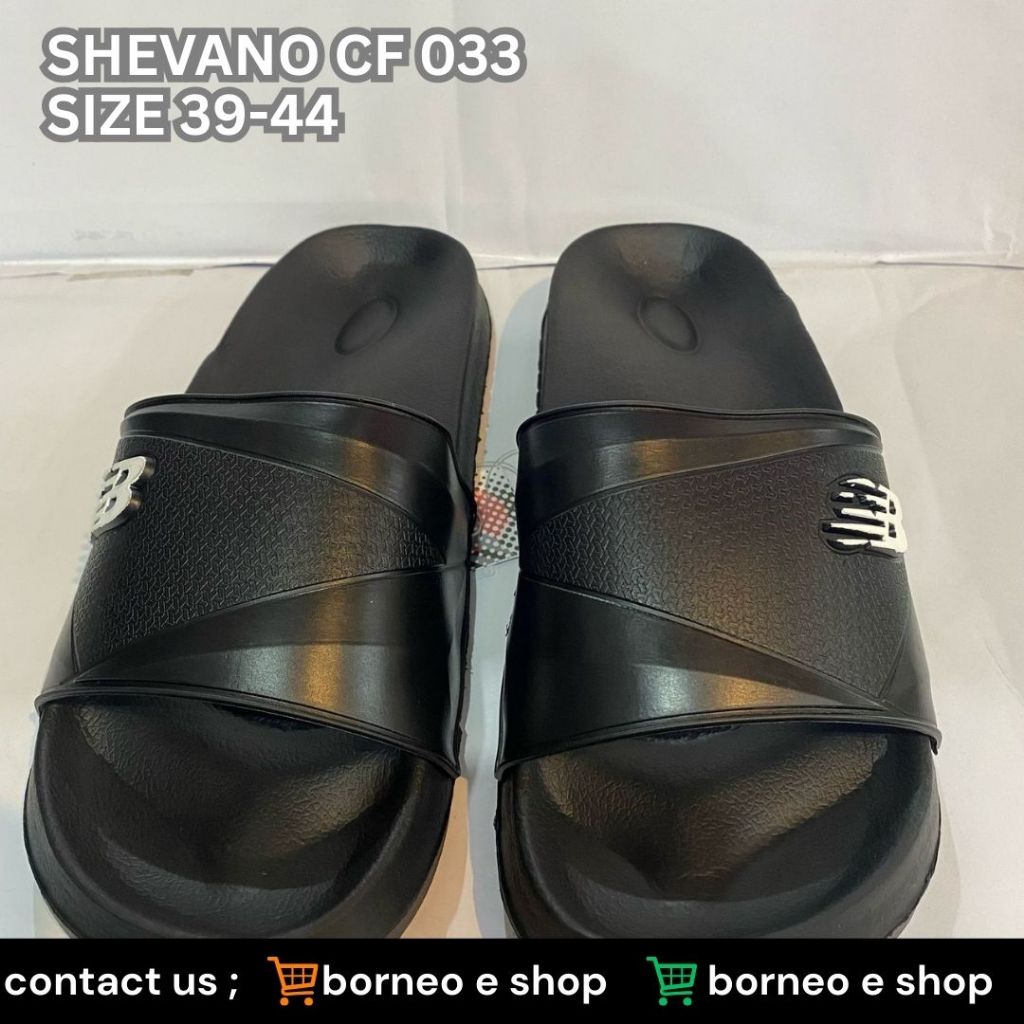 [BISA COD] sandal slop pria/wanita, andal jalan, sandal slop hitam putih  SHEVANO CF 033 HITAM