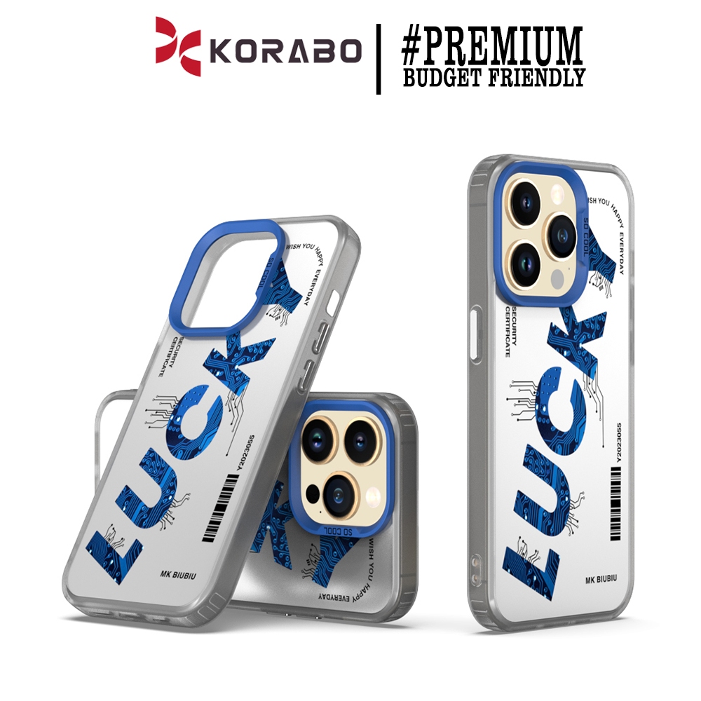 Korabo INS Good Luck Magic Case For Iphone 15 14 13 12 11 Pro Max Series Shockproof Button Cover