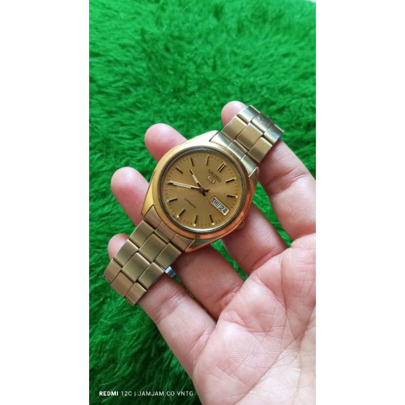 WATCH SECOND ORIGINAL {SEIKO 5 7S26 - 0440 DIAL GOLD} JAM TANGAN PRIA / JAM TANGAN WANITA / JAM TANG
