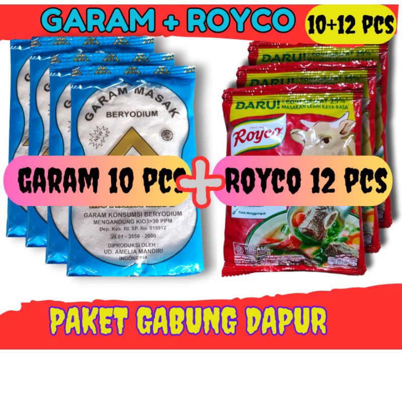 

10pcs Garam + 12 Royco/Masako,Garam Dapur Beryodium Paket 10pcs