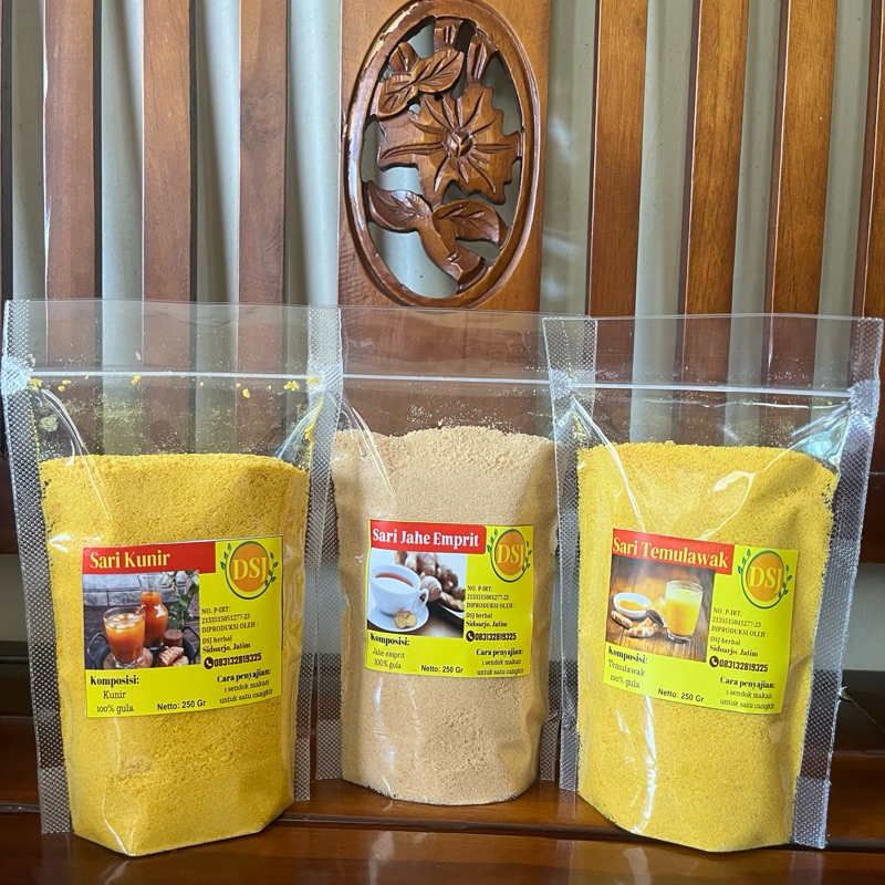 

SARI JAHE EMPRIT , SARI TEMULAWAK , SARI KUNIR BY DSJ HERBAL SIDOARJO