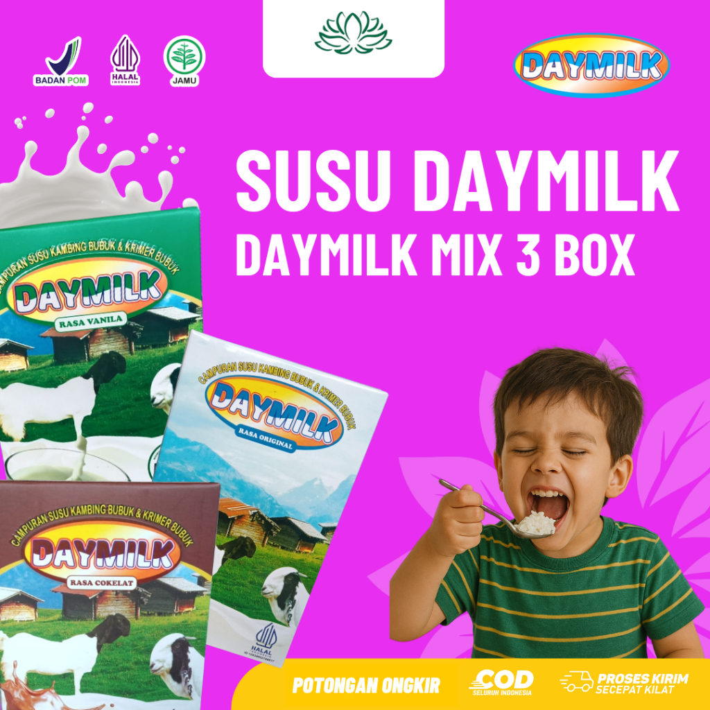 

BUNDLING HEMAT | 3 BOX DAYMILK (COK, ORI, VNL) SUSU KAMBING SOLUSI PERSENDIAN LEBIH KUAT