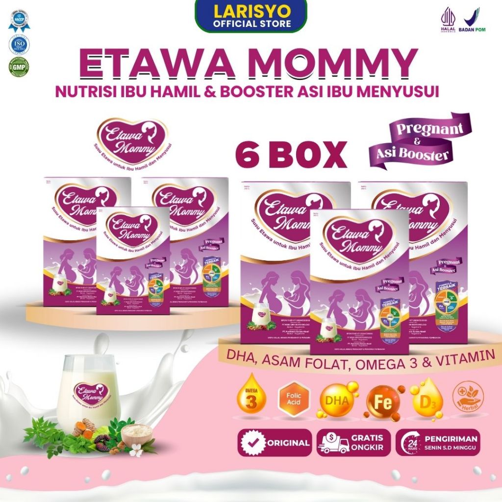 

Etawamommy susu ibu hamil dan Booster ASI Ibu menyusui paket 6 Box kemasan 250gram