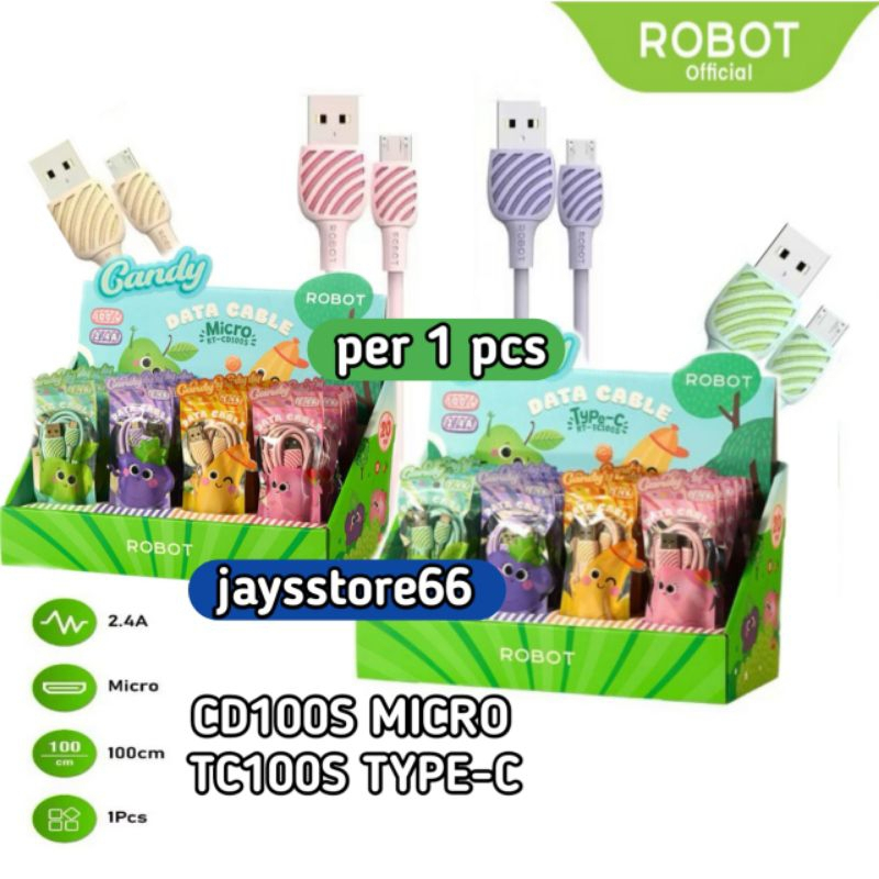 ( 1 pcs ) KABEL DATA ROBOT & RT- CD100/RT CD100S MICRO USB & RT-TC100 TYPE-C