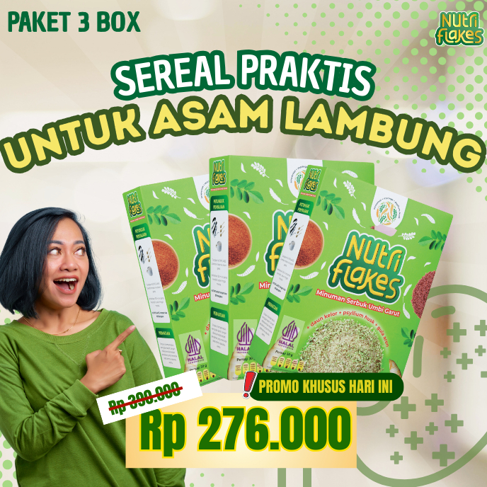 

Nutriflakes Sereal Umbi Garut Solusi Asam Lambung Original 3 Box