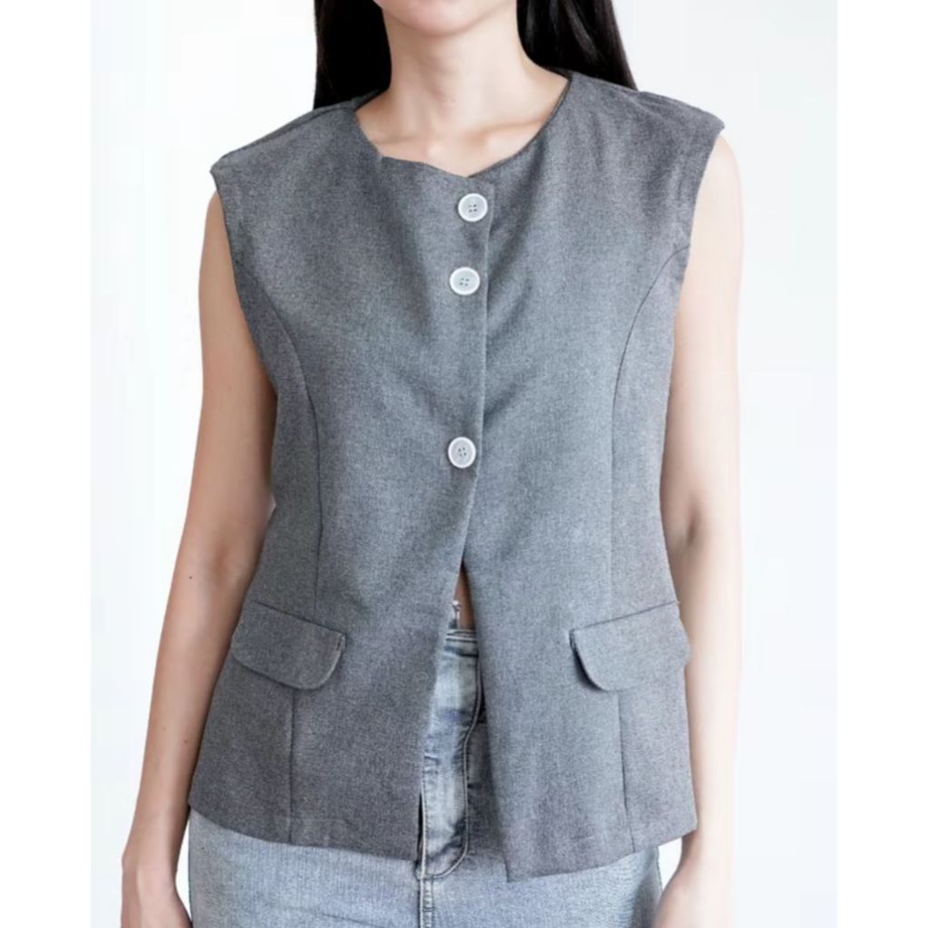 Ola Vest Wanita Outer Semiwoll Formal Trendy Tanpa Lengan/atasan wanita vest