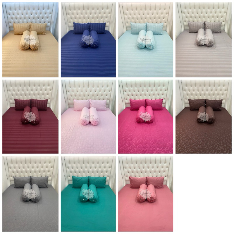 SET SPREI POLOS / SALUR / EMBOSS | Set sprei homemade anti geser