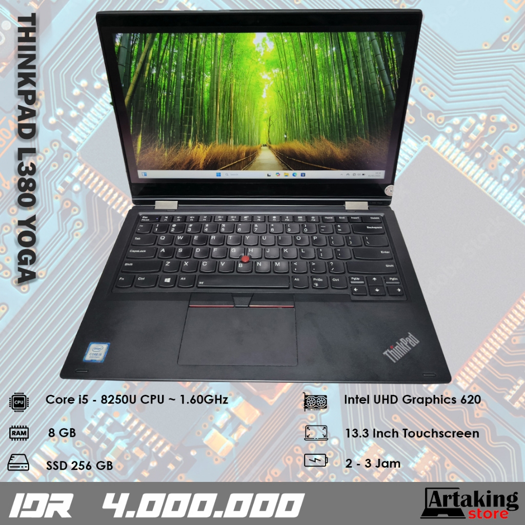 Layar Sentuh - Lenovo Thinkpad Yoga L380 - Core i5 - Gen 8 th - SSD 256 GB