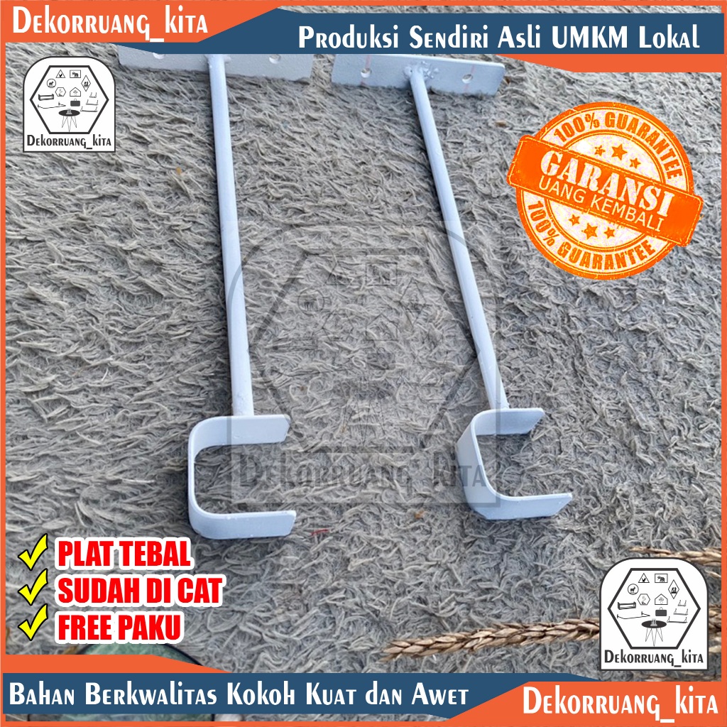 Siku besi penyangga ambalan rak / besi penyangga gantungan baju / rak hanger
