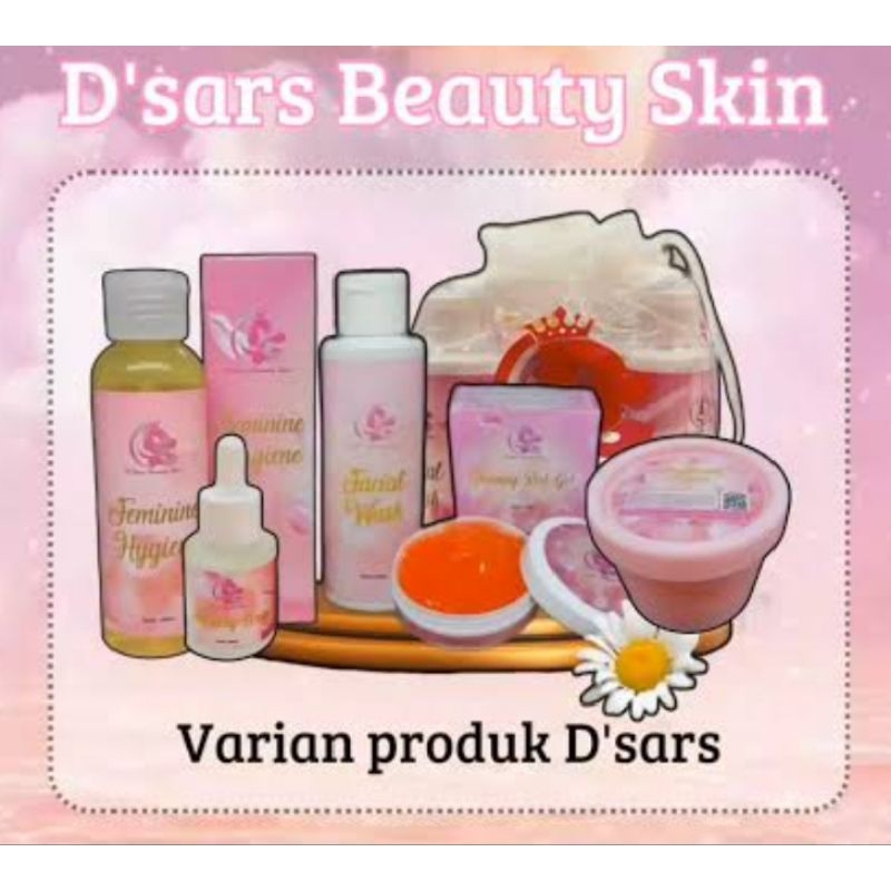 Produk D'Sars Beauty skin.(toner, facial wash, sultan, moist dan ss 50)