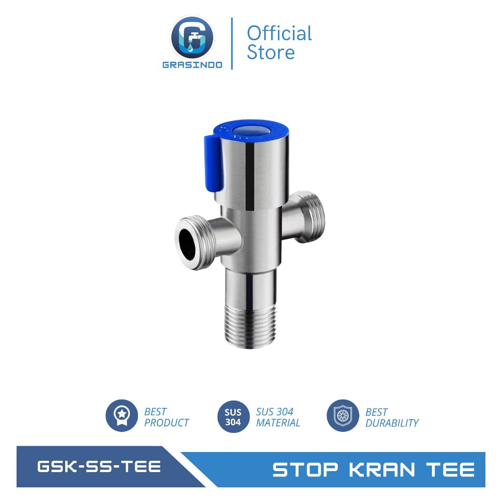 Stop kran cabang toilet stainless sus 304 stop kran T uk 1/2inch - Fio