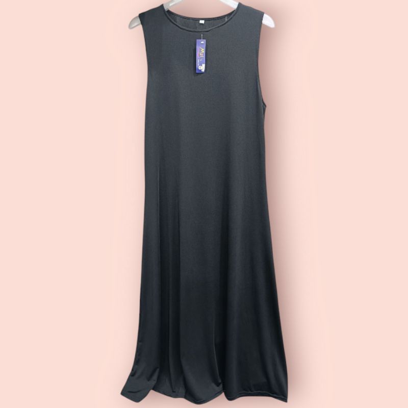 Inner Dress Wanita Singlet Panjang Polos Stretch/Inner Gamis Tanpa Lengan/Inner Singlet Panjang Polo
