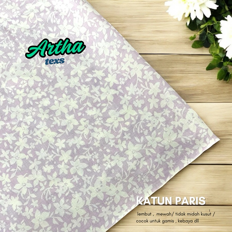 kain katun paris premium motif bunga terbaru / kain katun motif bunga