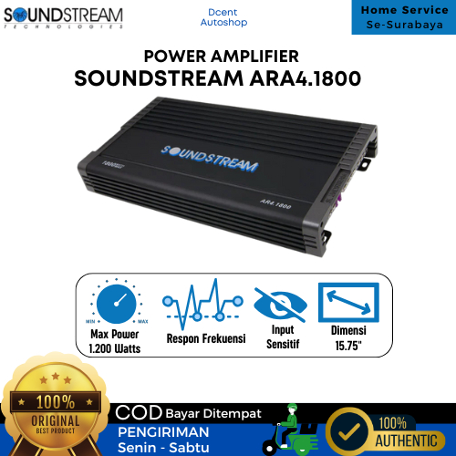Power Amplifier 4 Channel - Power Speaker Mobil - SoundStream - Amplifier AR4.1800 - Plug N Play - P