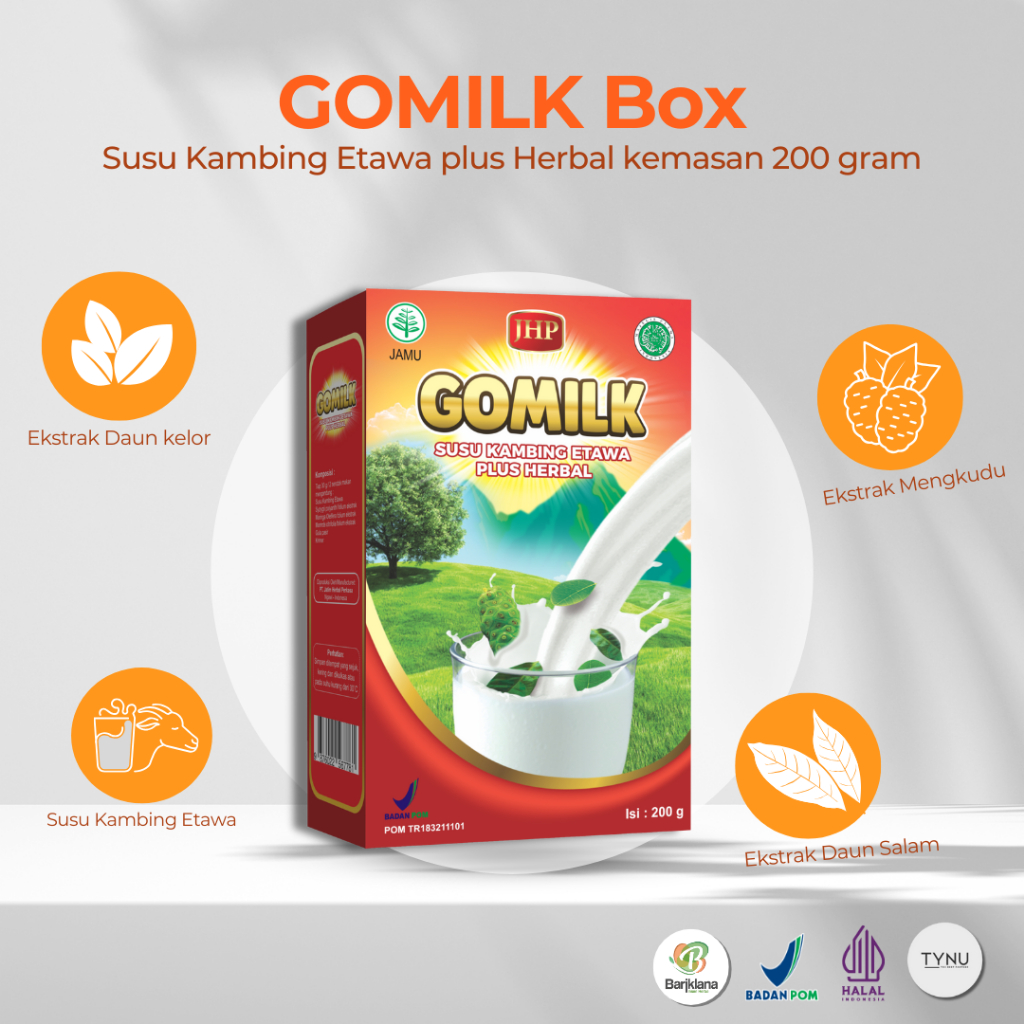 

Gomilk - Susu kambing etawa kemasan 200g tinggi kalsium (bisa kirim Sameday, Instant, Next Day)