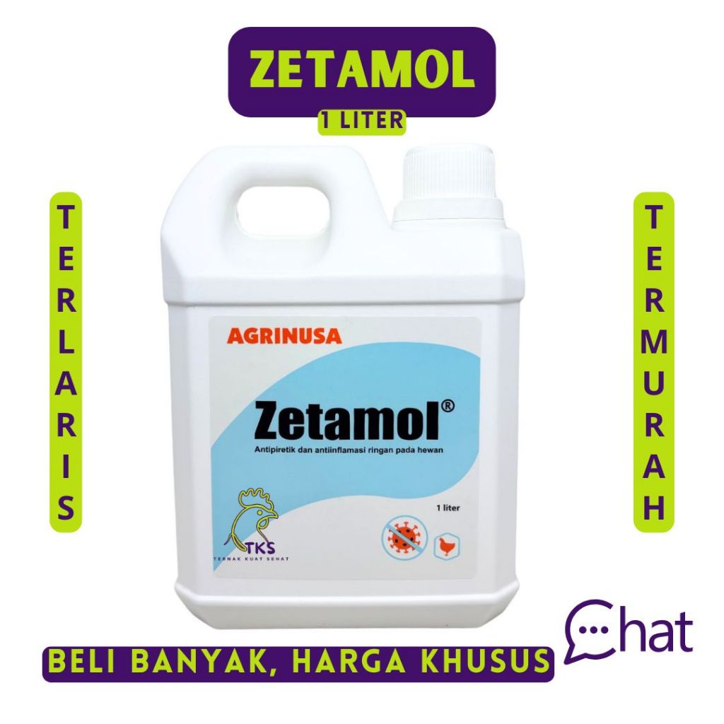 ZETAMOL 1 LITER - Obat Radang dan Demam Unggas, Paracetamol Cair like PARAGIN