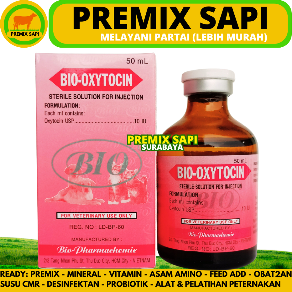 BIO OXYTOCIN 50ml - Hormon Perangsang Kontraksi Uterus dan Kelenjar Susu Hewan - Like Intracin