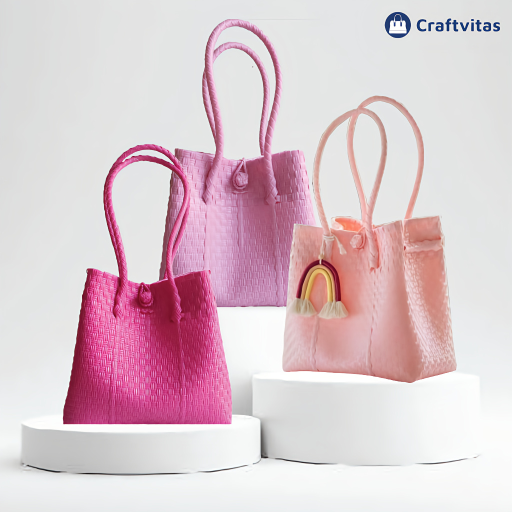 Tas Tote Wanita Tas Anyaman Jali Tas Hampers Warna Pastel Tas Pasar Premium Handmade Bag Tas Unik