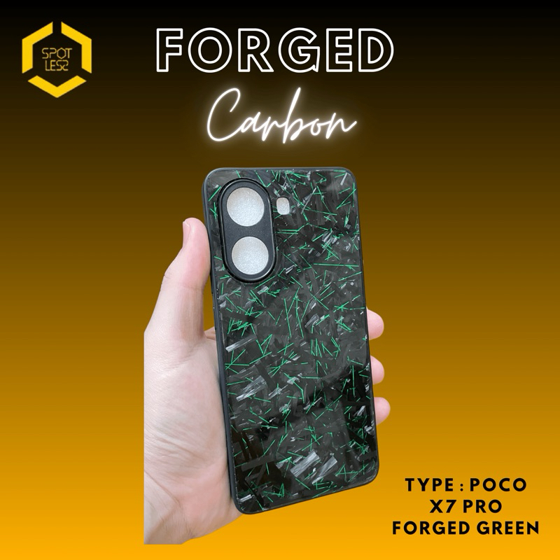Case Poco X7 Pro Green Metallic Forged Carbon