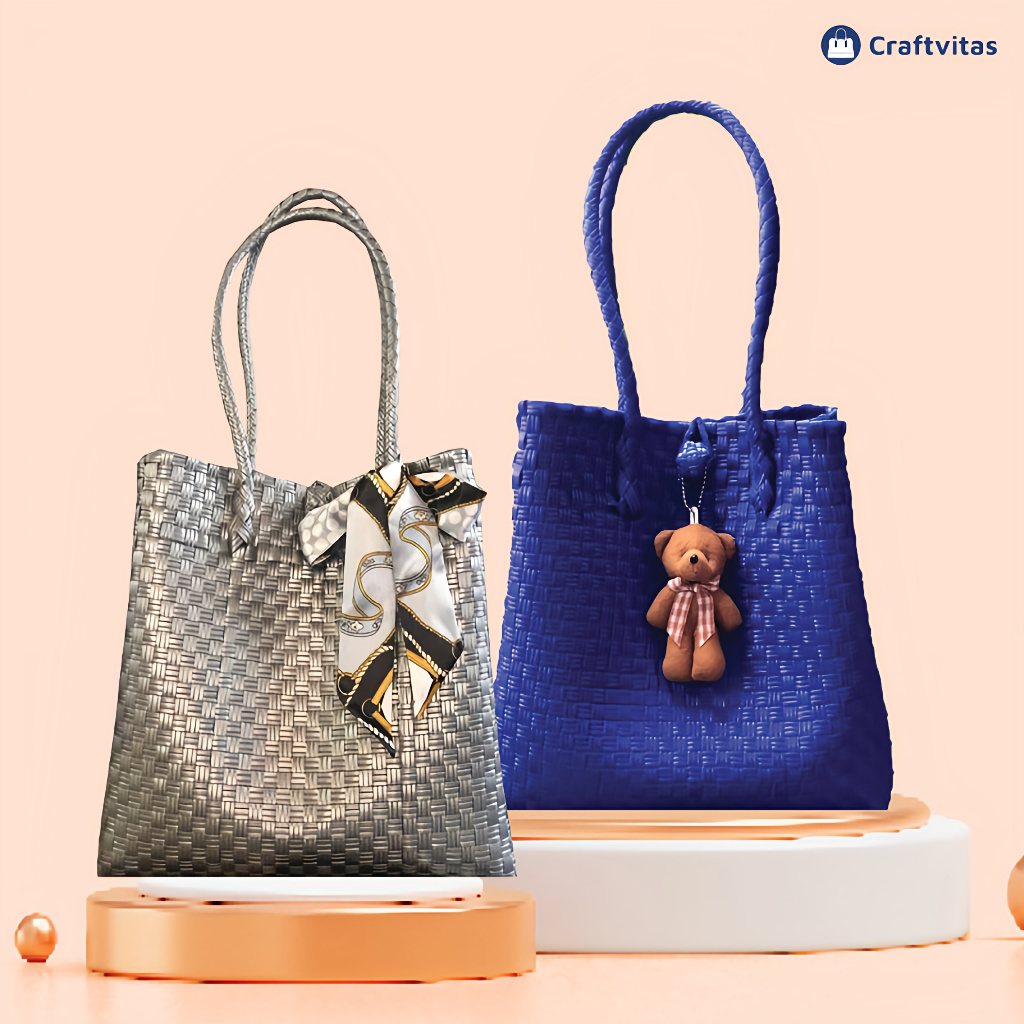Hampers Tas Anyaman Rajut Jali Wanita Premium Tas Kerja Murah Woven Bag Tas Tote Handmade Bag