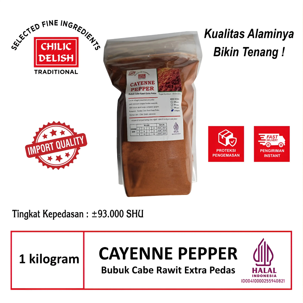 

Chili Chilli Cabe Cabai Rawit Bubuk Cayenne Pepper Extra Super Sangat Pedas Premium Chilic Delish