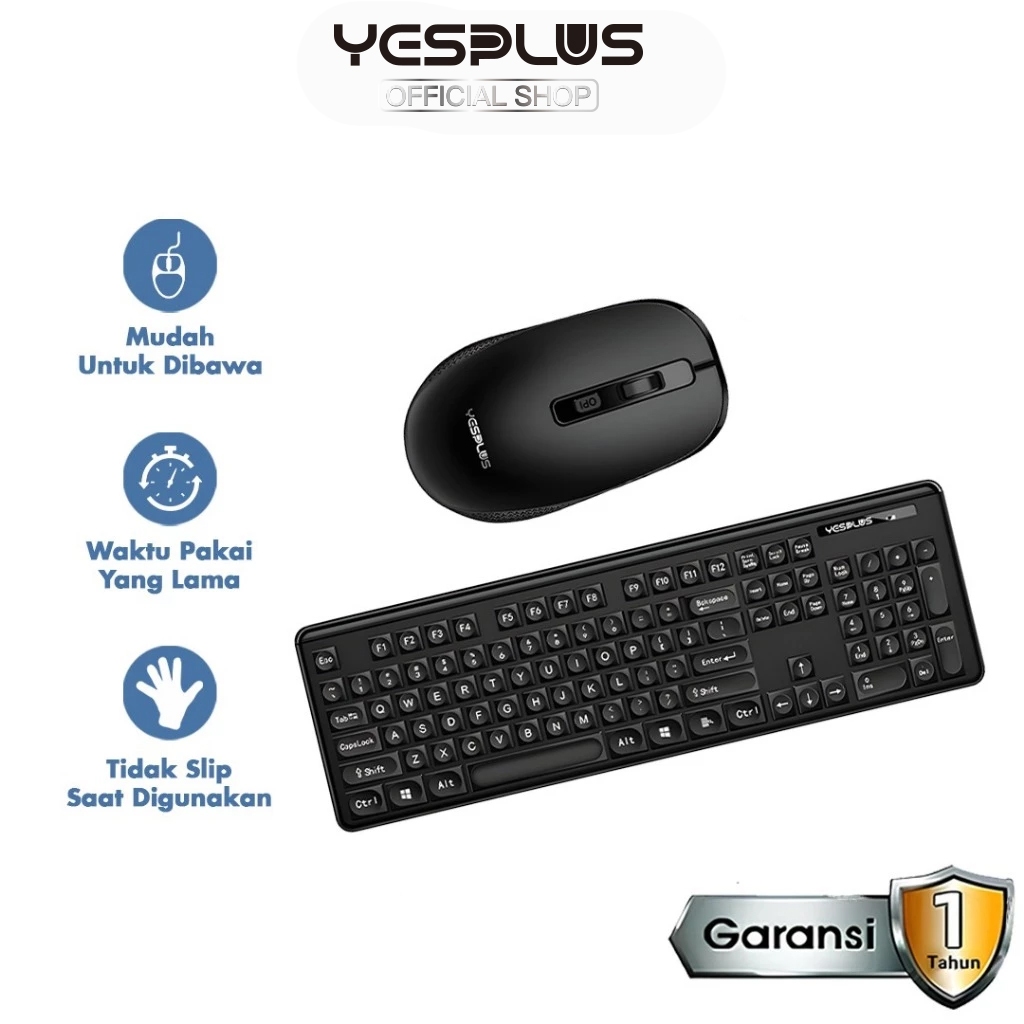 Keyboard Set YESPLUS YS-1302 Free Mouse Wireless 2.4G for PC or Laptop