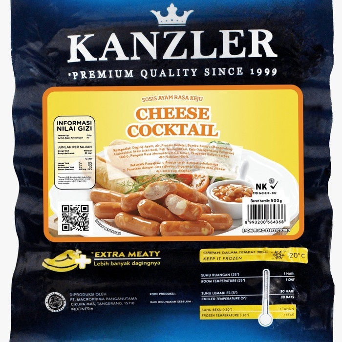 

Kanzler Cheese Cocktail Sosis Ayam Rasa Keju 500gr
