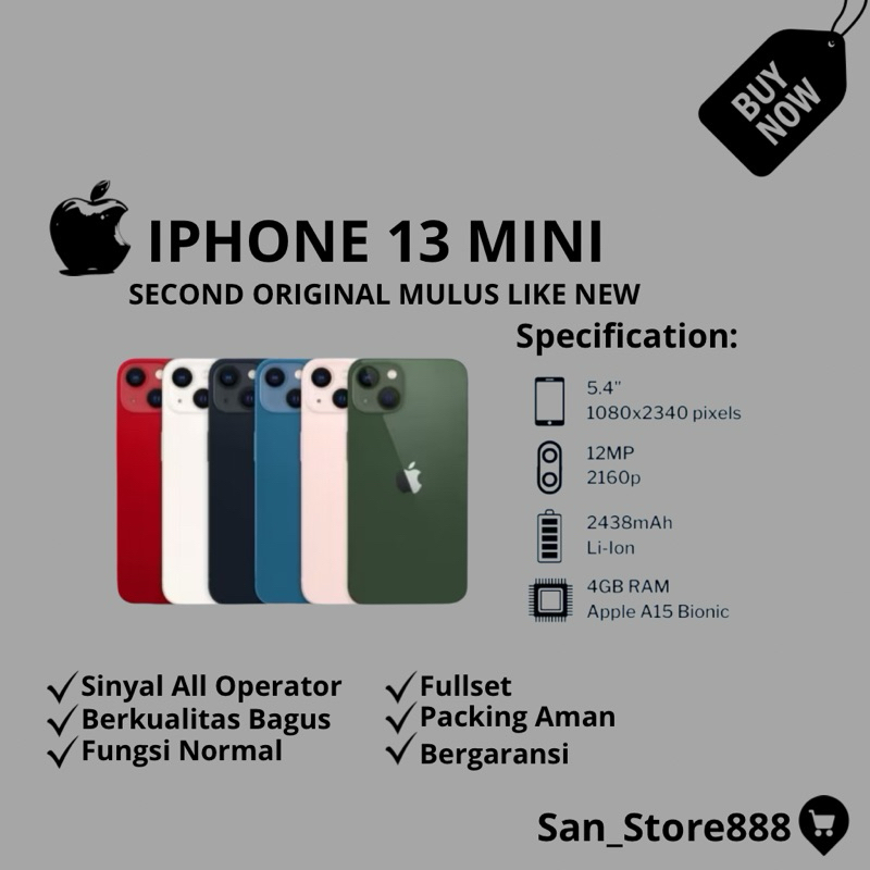 iP13 Mini Second inter iMei Tidak Terdaftar mulus