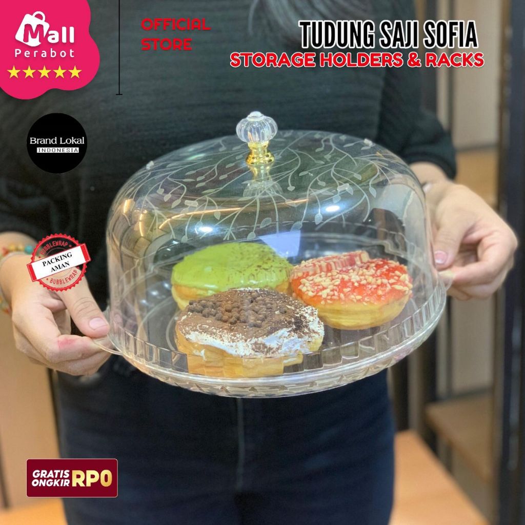 Mall Perabot | Tudung Saji Kue Dan makanan Motif Daun | Vacuum Food Cover | Kualitas Bebas BPA | Pen