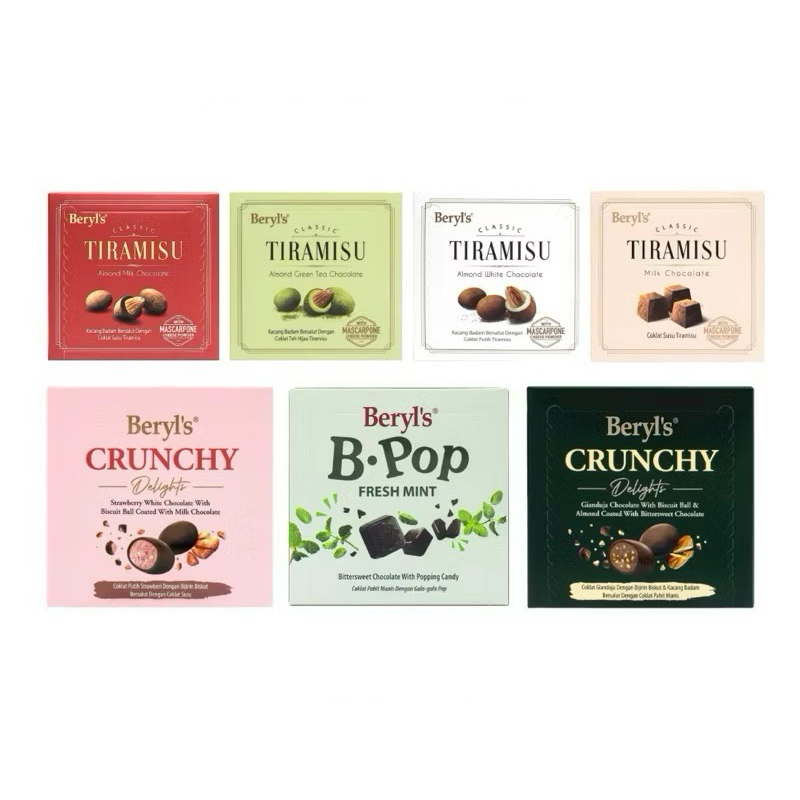 

Beryl's Beryls Coklat Cokelat Malaysia Classic Tiramisu Almond Green Tea Milk White Chocolate 65g