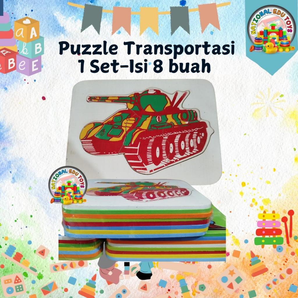 Puzzle Transportasi Kayu Isi 8 Set Puzzle Murah / Puzzle Kayu anak / Mainan Edukasi