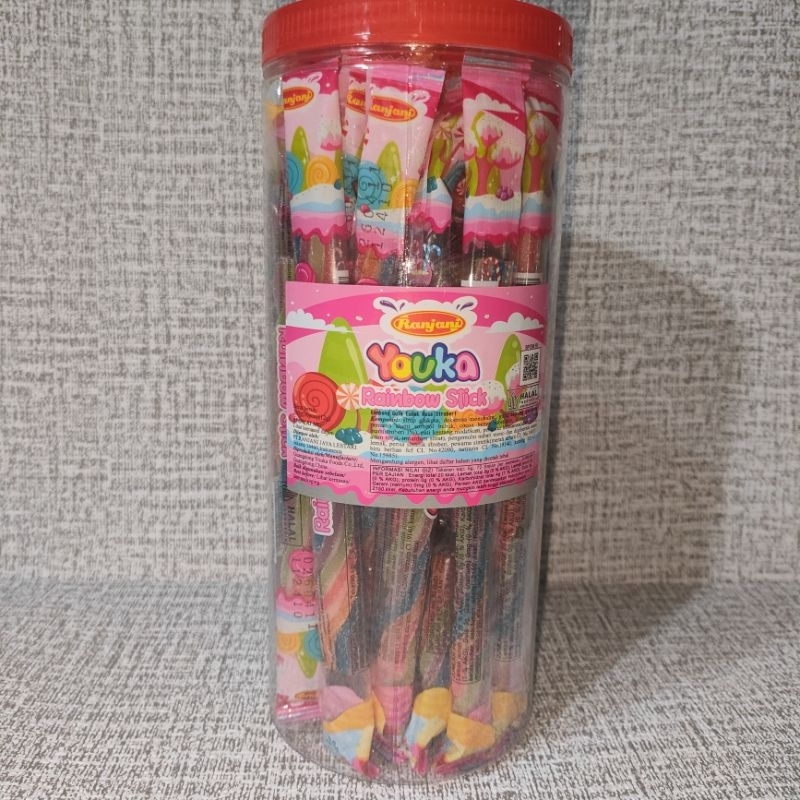 

[1 jar] Ranjani Youka Rainbow Stick Kembang Gula Lunak Rasa strawberry isi 30 pcs Snack Camilan Permen Termurah Harga Grosir Terlengkap Terbaru Harga Promo