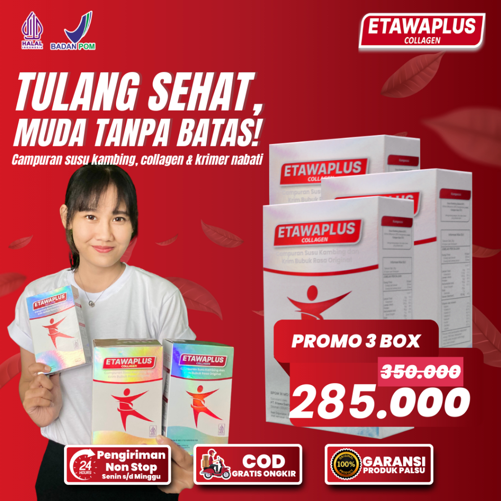 

3 Box Etawaplus Collagen Asli – Susu Kambing Etawa Tingkatkan Kepadatan Kesehatan Tulang Sendi Susu Anti Asam Urat Rematik Reumatik Nyeri Sendi 200g