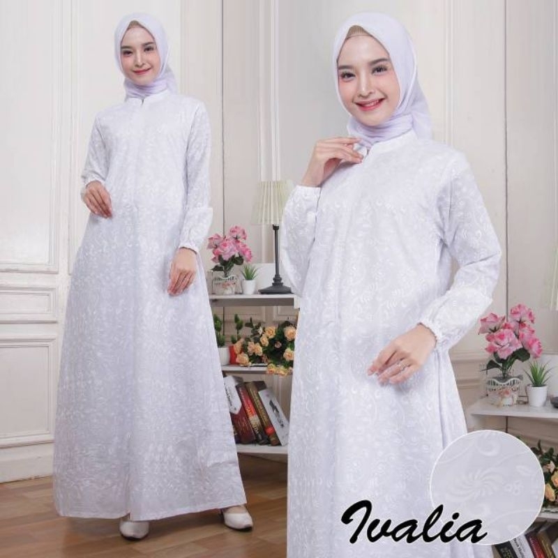 Gamis Ihrom Katun Rubiyah Tangan Karet Kerut Kualitas Premium Perlengkapan Haji dan Umroh Wanita