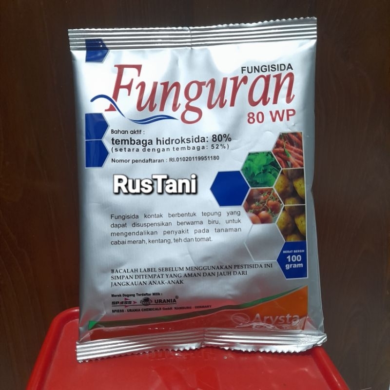 Fungisida Funguran 80wp 100gr Bahan aktif : tembaga hidroksida 80%