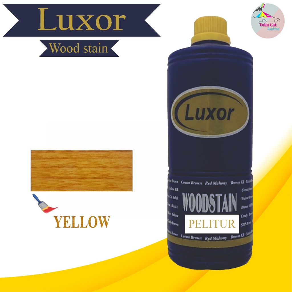 CAT KAYU WARNA KUNING YELLOW POLITUR PLITUR LUXOR WOODSTAIN KAYU 1 LITER ORIGINAL