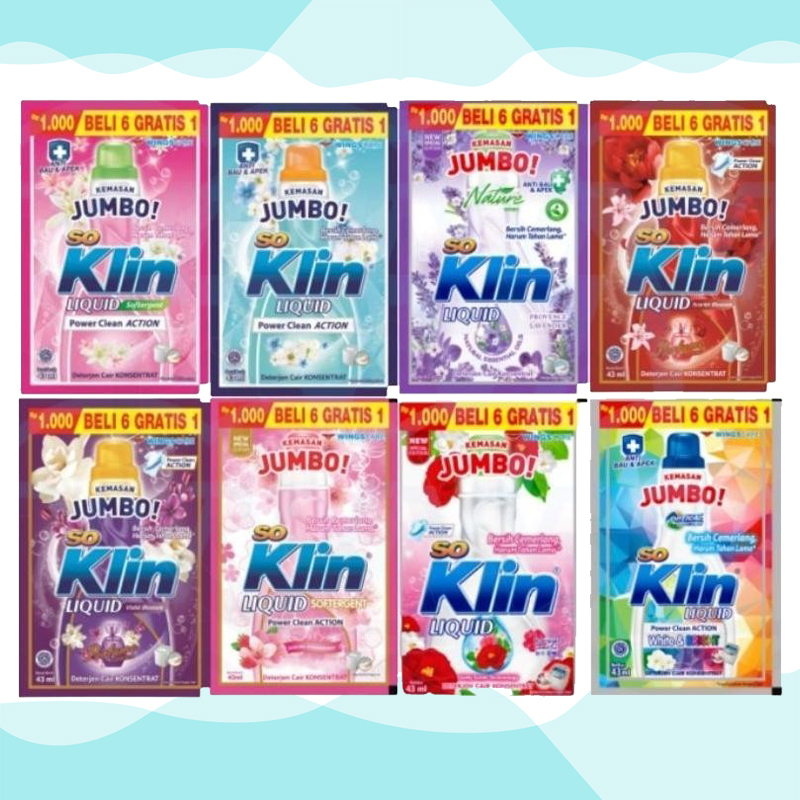 SoKlin Liquid Jumbo 40ml / Detergen Liquid Cair Sachet / Softergent Renceng