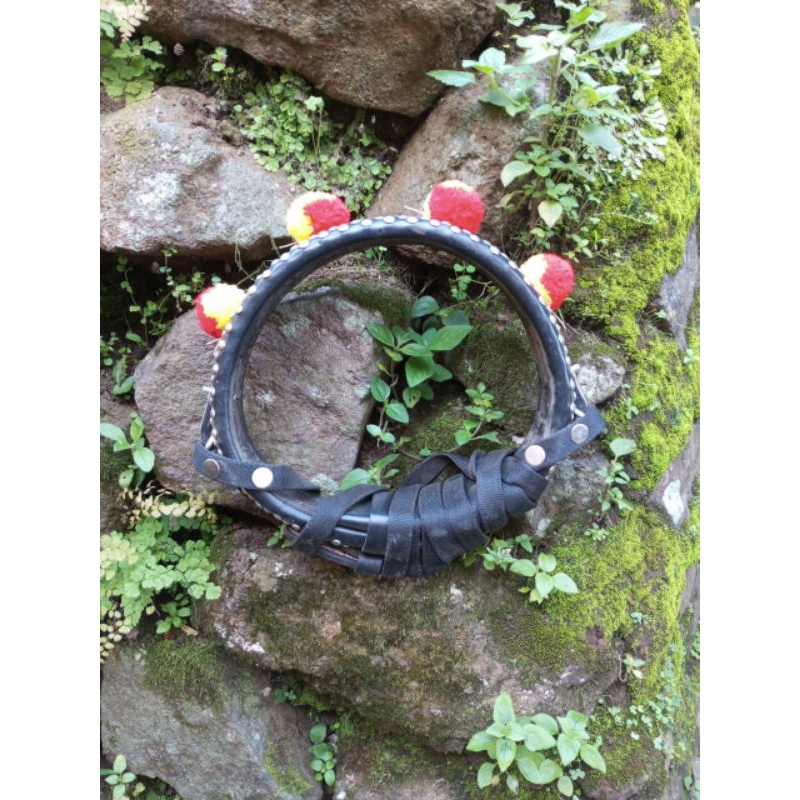 gongseng kalung domba kulit asli full aksesoris