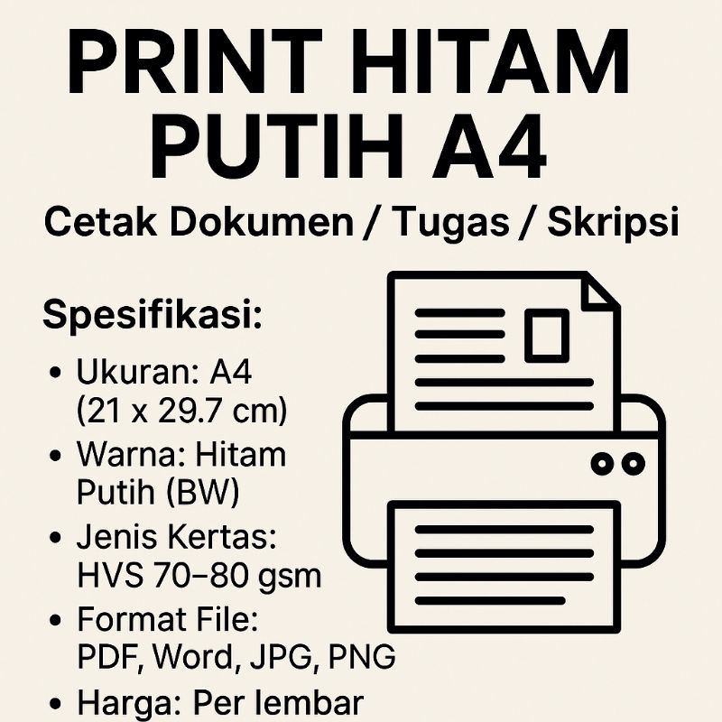 

Print Hitam Putih A4 – Cetak Dokumen / Tugas / Skripsi (Print Cetak Murah)