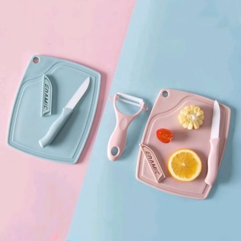 PISAU SET TALENAN 3IN1 STAINLESS PISAU DAPUR SET POTONG KUPAS BUAH