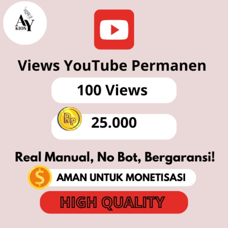 Jasa Digital Views YouTube Real Account Permanen (Manual)