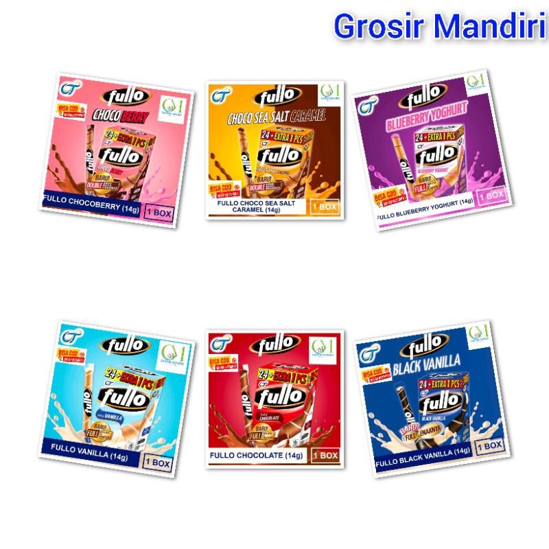 

Fullo Wafer Roll 14g – | Camilan Renyah Isi Krim Lezat - 14Gram_ 1 pak isi 24+1 pcs)