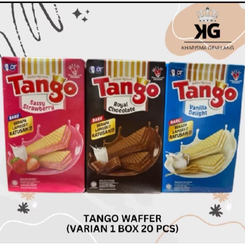 

TANGO WAFFER 20 PCS ISI Biskuit panjang Rasa Cokelat vanila Strawberry enak anak dewasa murah