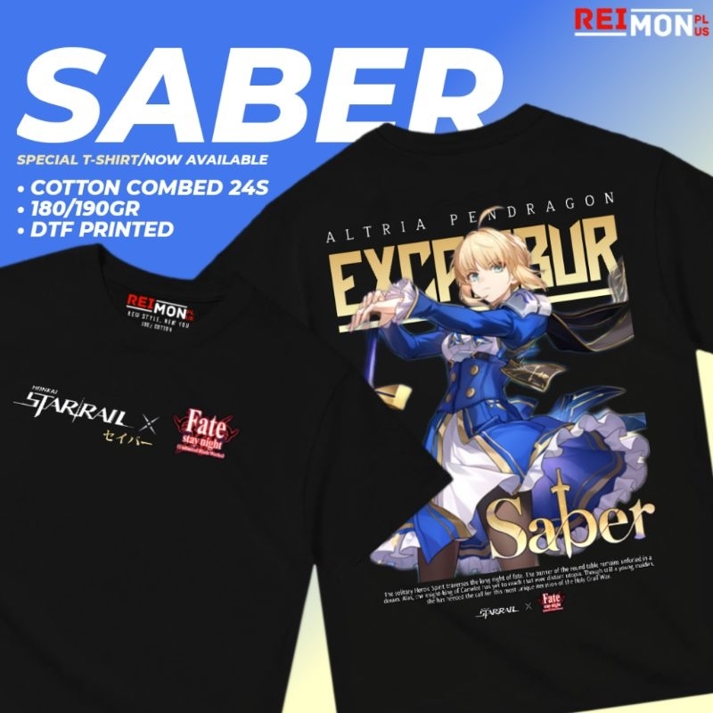 T-Shirt / Kaos Baju Game Saber Honkai Star Rail x Fate/Stay Night [Unlimited Blade Works]